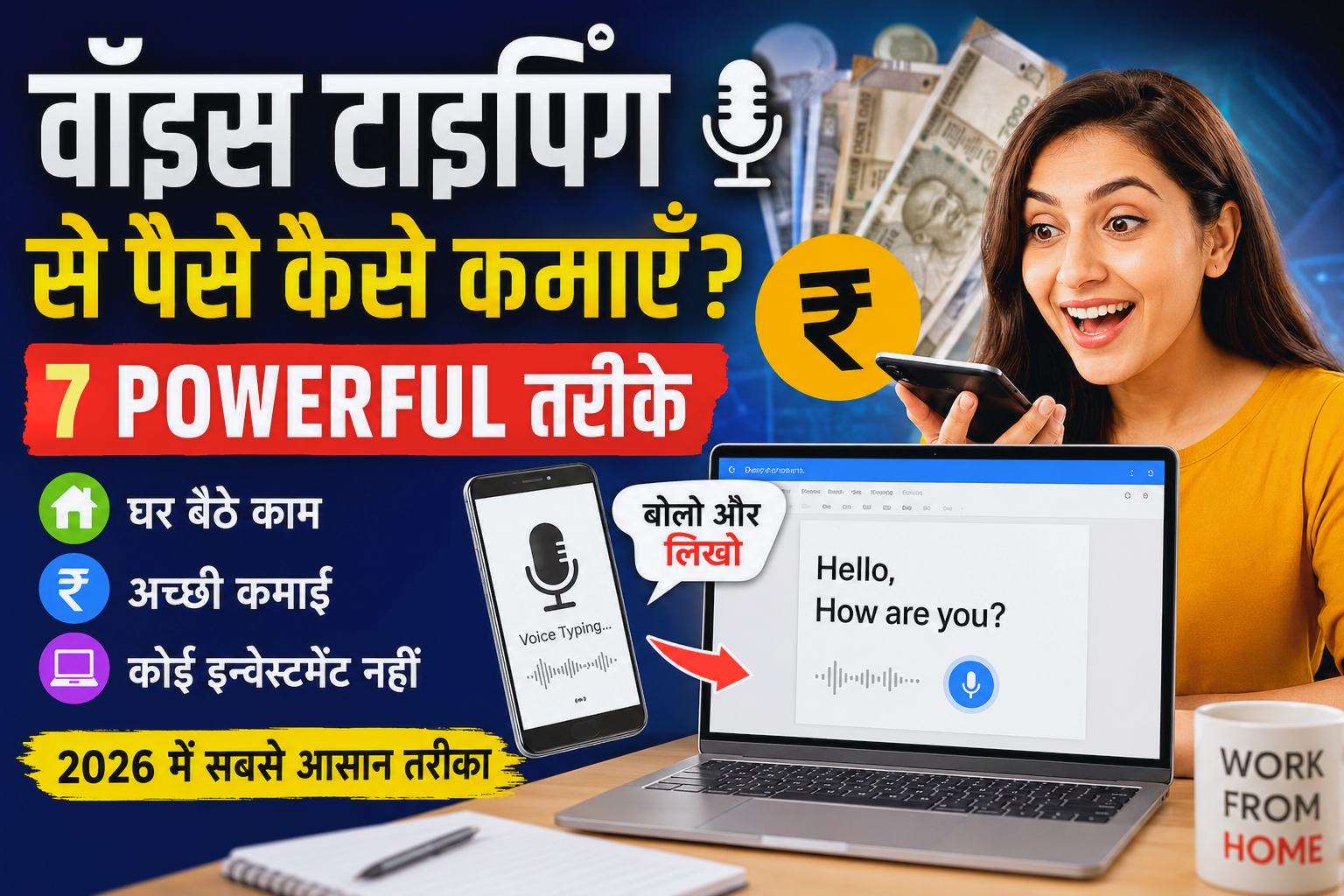 वॉइस टाइपिंग से पैसे कैसे कमाएँ? 7 Powerful तरीके |