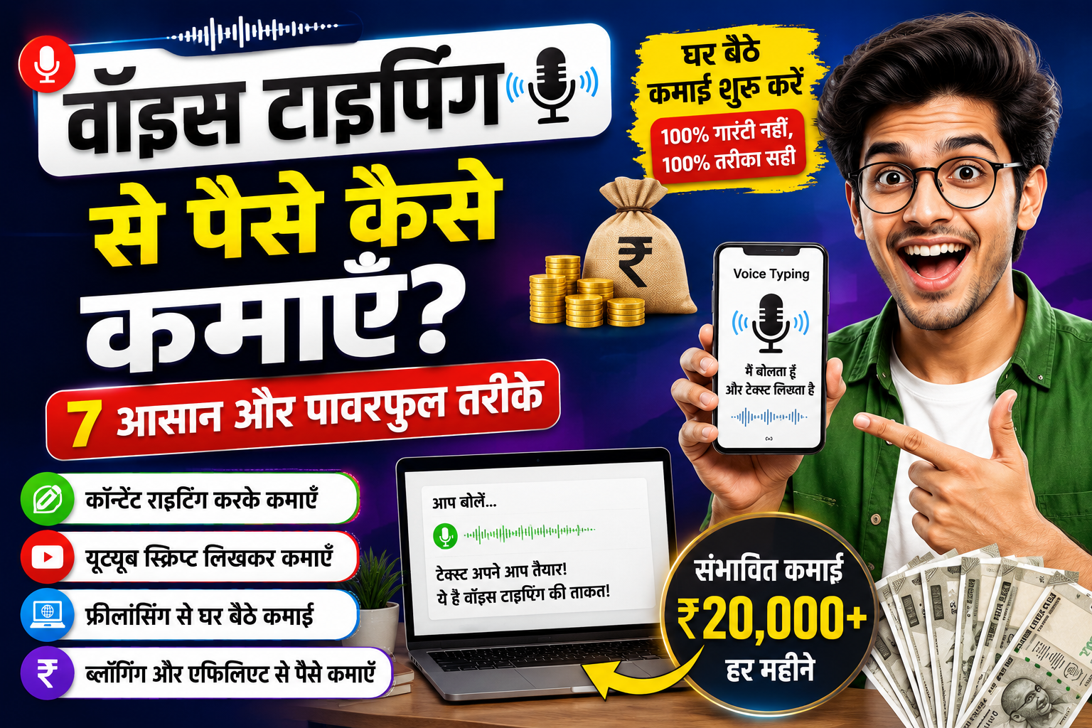 वॉइस टाइपिंग से पैसे कैसे कमाएँ? 7 Powerful तरीके |