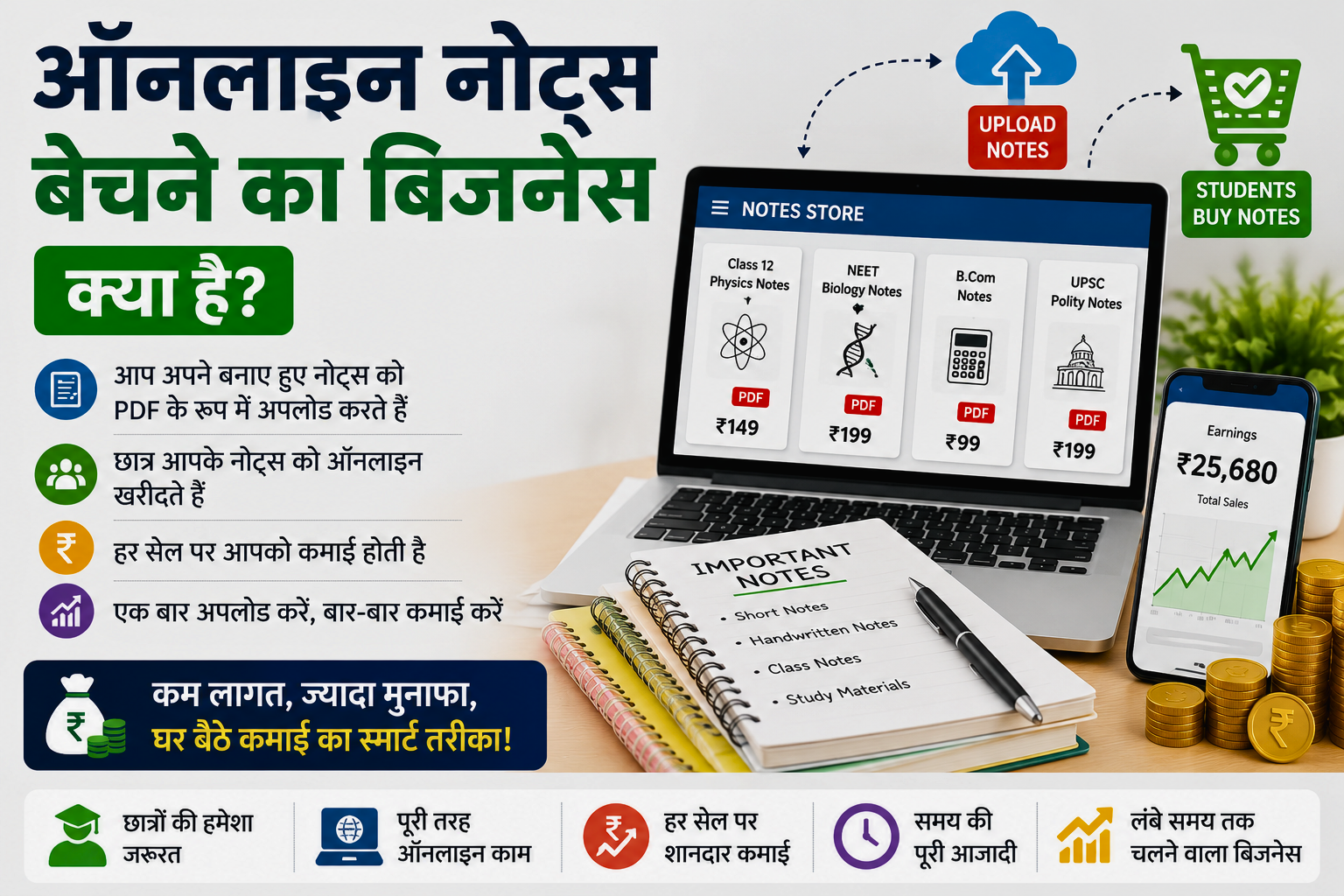 ऑनलाइन नोट्स बेचकर पैसे कैसे कमाएं 