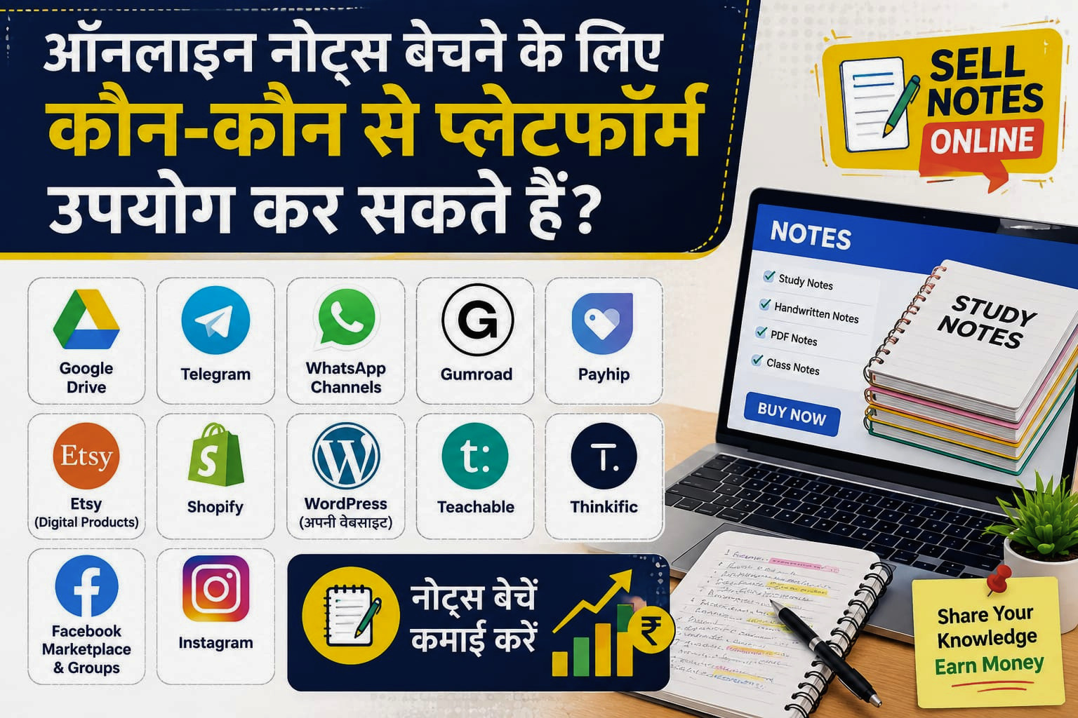 ऑनलाइन नोट्स बेचकर पैसे कैसे कमाएं